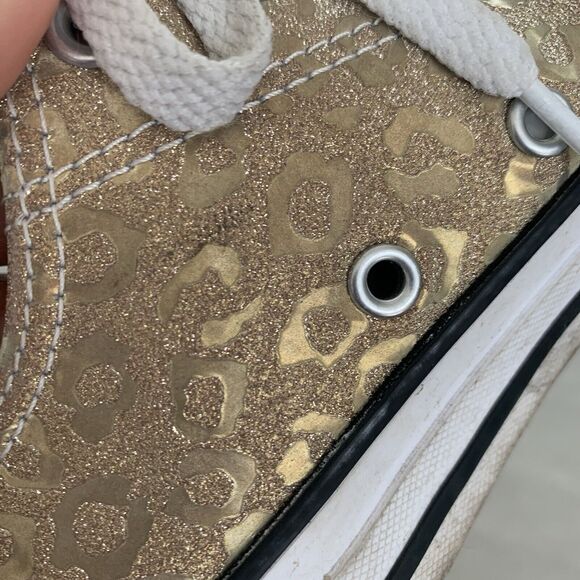 Shimmery Gold Leopard Print Chuck Taylor Converse Low Rise Size 8 - Picture 2 of 7